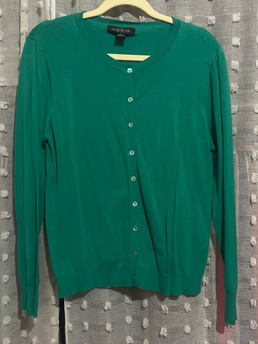 august silk Emerald Green Lightweight Button-Front Cardigan